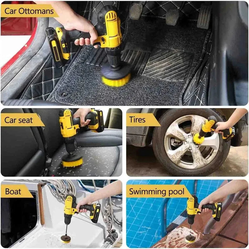 3Pcs/Set Electric Scrubber Brush Drill Brush Kit Plastic Round Cleaning Brush For Carpet Glass Car Tires Nylon Brushes