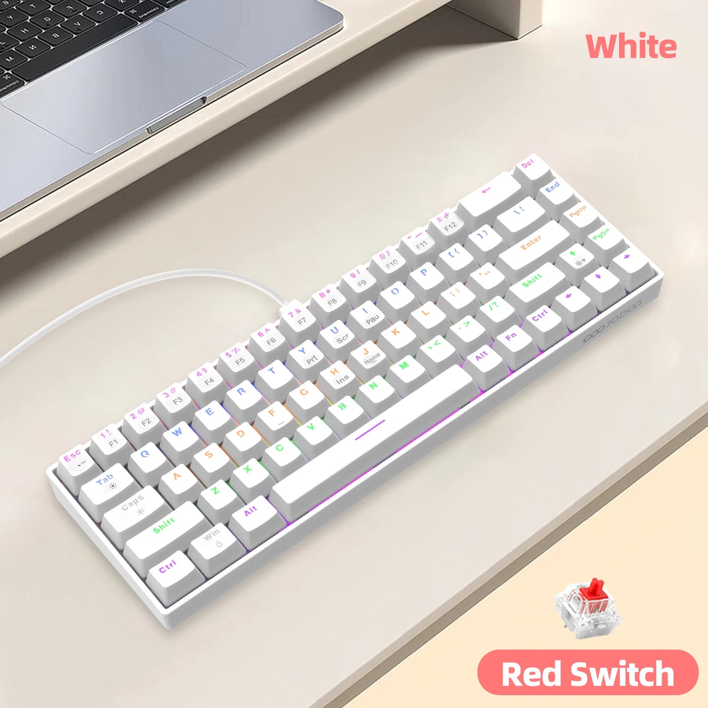 GOOJODOQ 68 Key Wired Work Gaming Mechanical Keyboard Red Switch RGB Light for Window Laptop Macbook Android Desktop