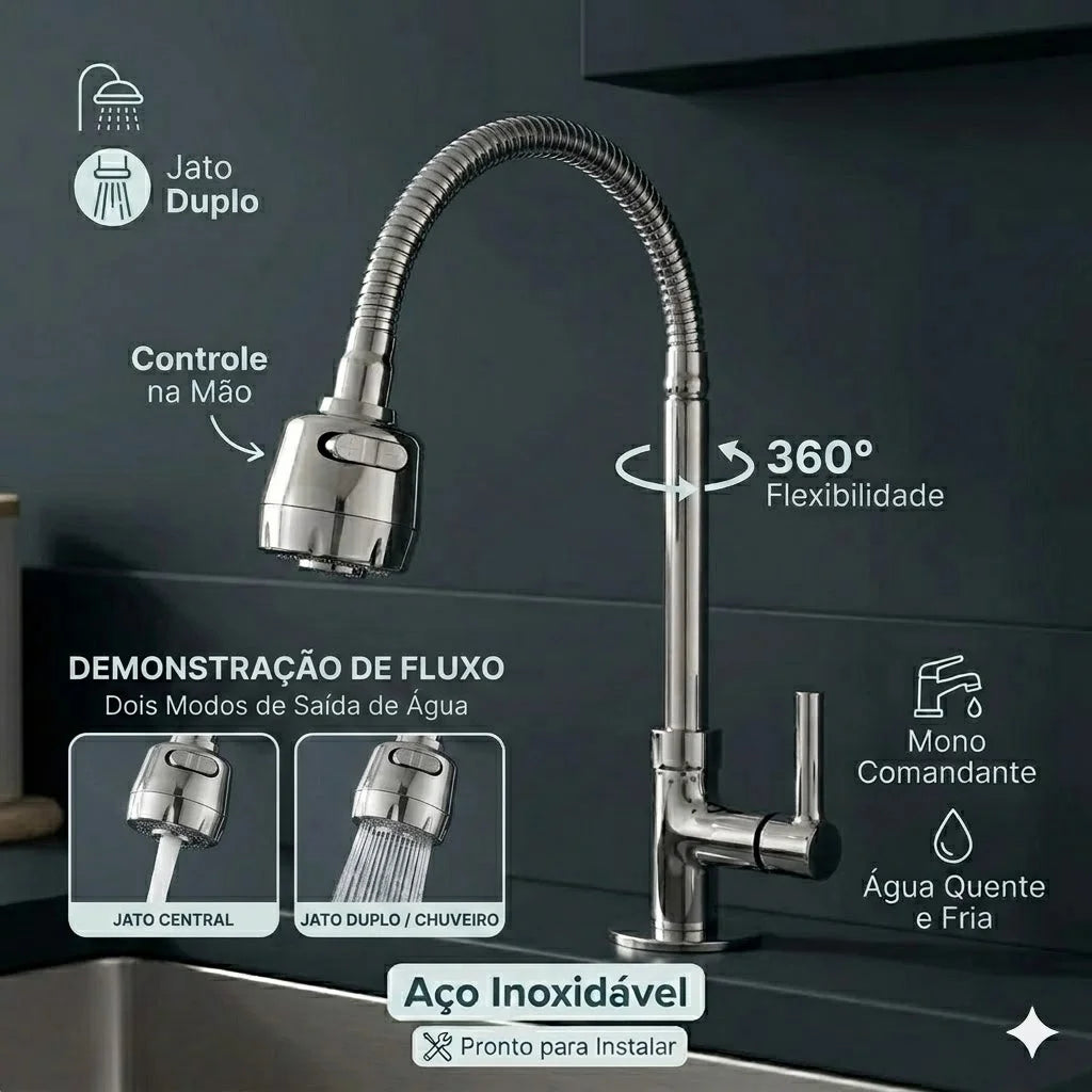 Inox Silver Kitchen Wall Shower Faucet with 360 ° Rotation Kitchen Luxury Wall Promotion