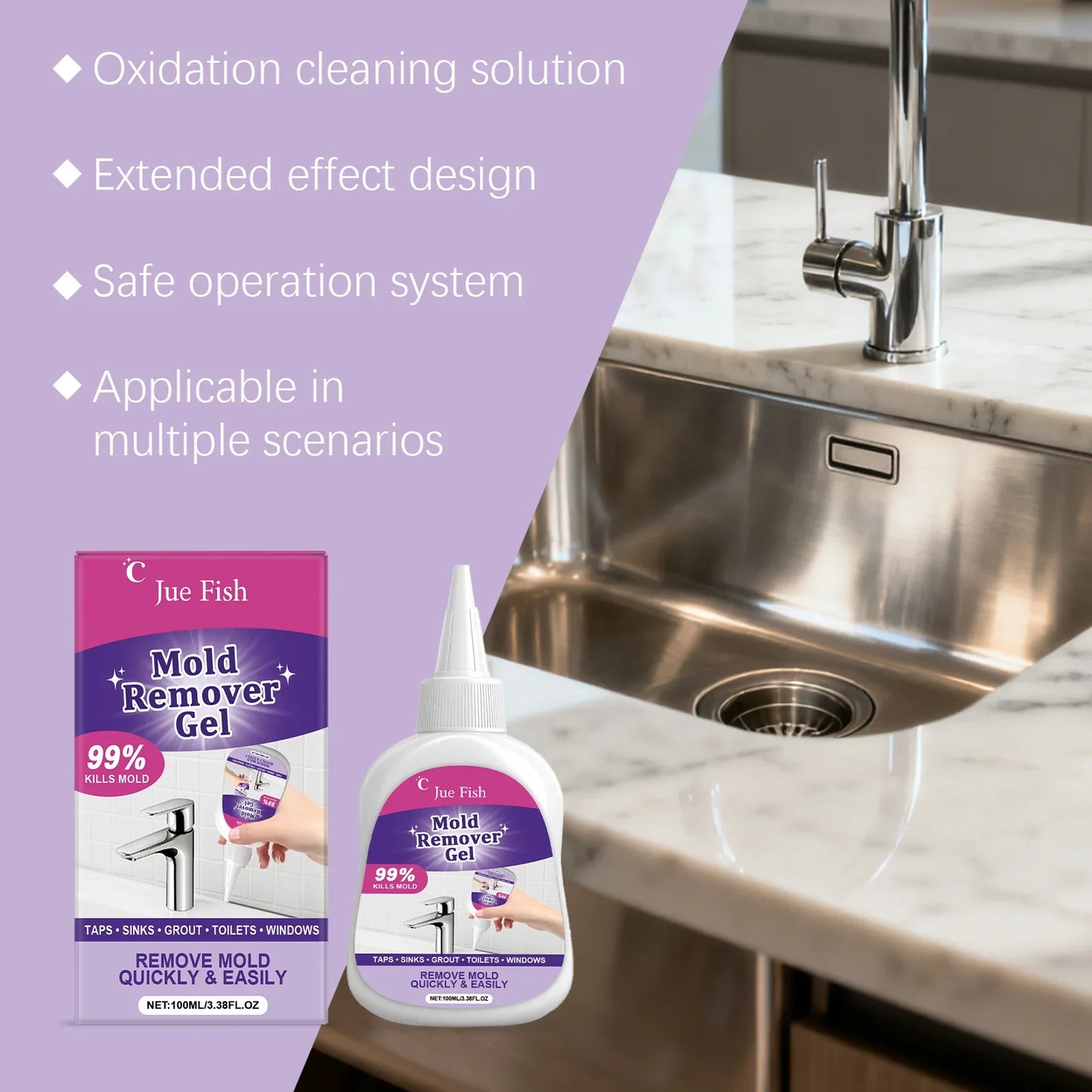 Mold Remover Gel Active Mildew Cleaner Wall Tile Grout Stain Removal Multipurpose Household Bathroom Kitchen Deep Cleaning Gel