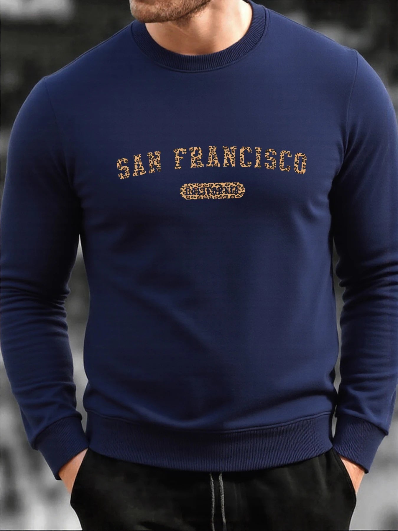San Francisco California Print Men Hoodless Shirt Soft Loose O-Neck Sweatshirt Fashion Fleece Pullover Autumn Male Tracksuit