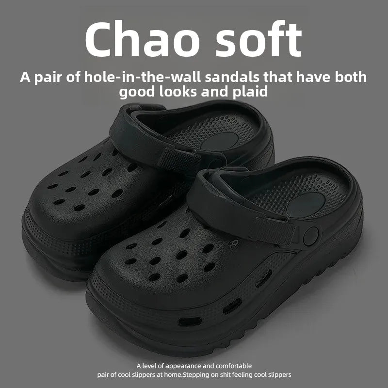 Women's Thick Bottom EVA Clog Shoes Summer Outdoor Beach Indoor Home Slippers Couples Matching Sandals Comfortable Footwear