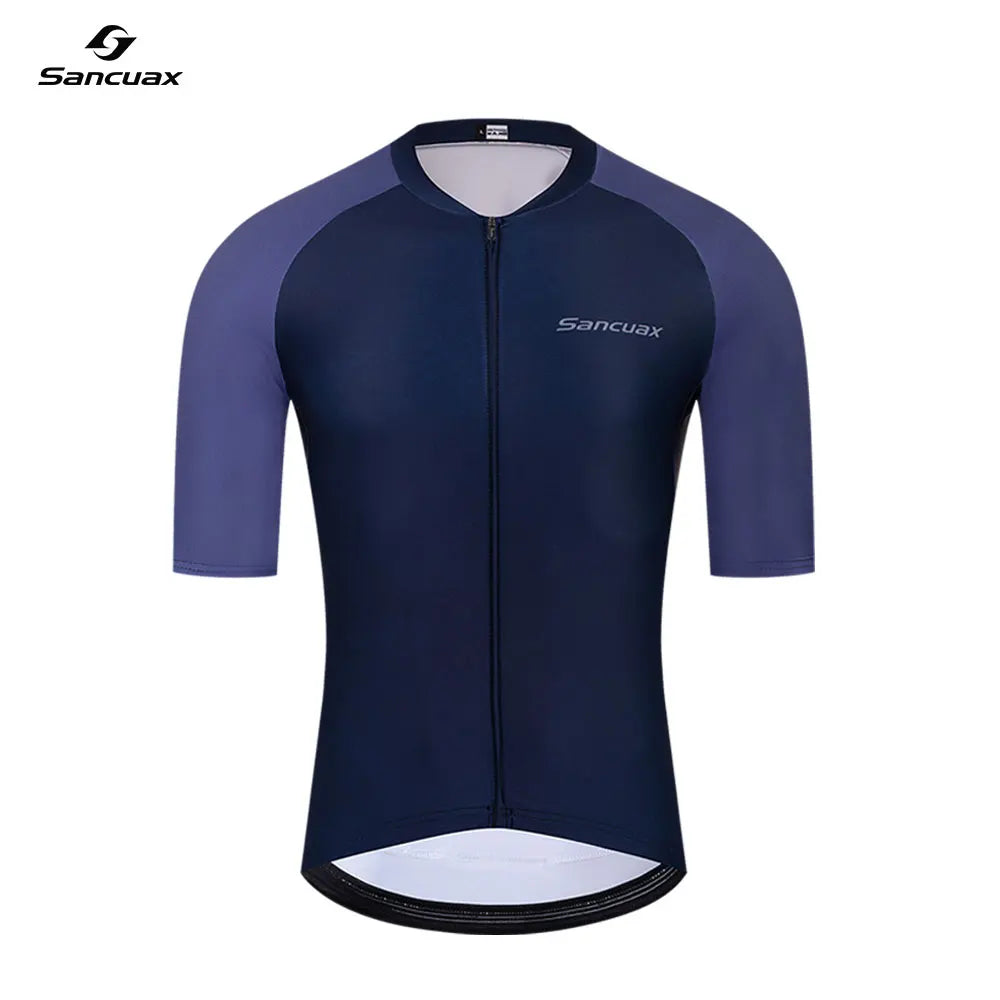 SANCUAX Men Cycling Jersey Set Short Sleeve Quick Dry Breathable Road Bike Ccycling Clothing with Pockets Summer Bike Clothing