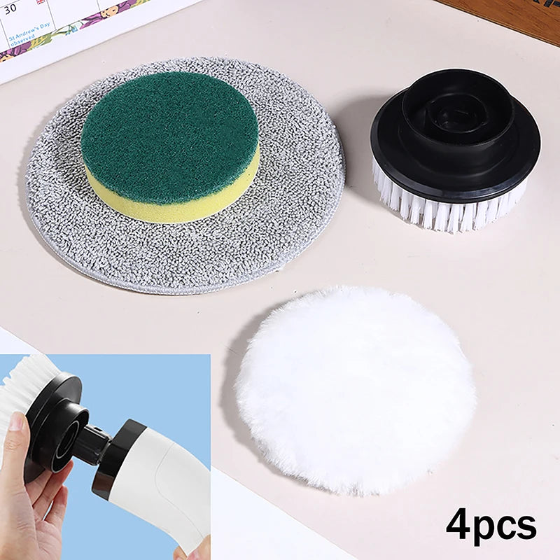 Electric Scrubber Brush Replacement Heads 4Pcs Set For Handheld Cleaning Tool Bathtub Kitchen Sink Floor Surface Pads