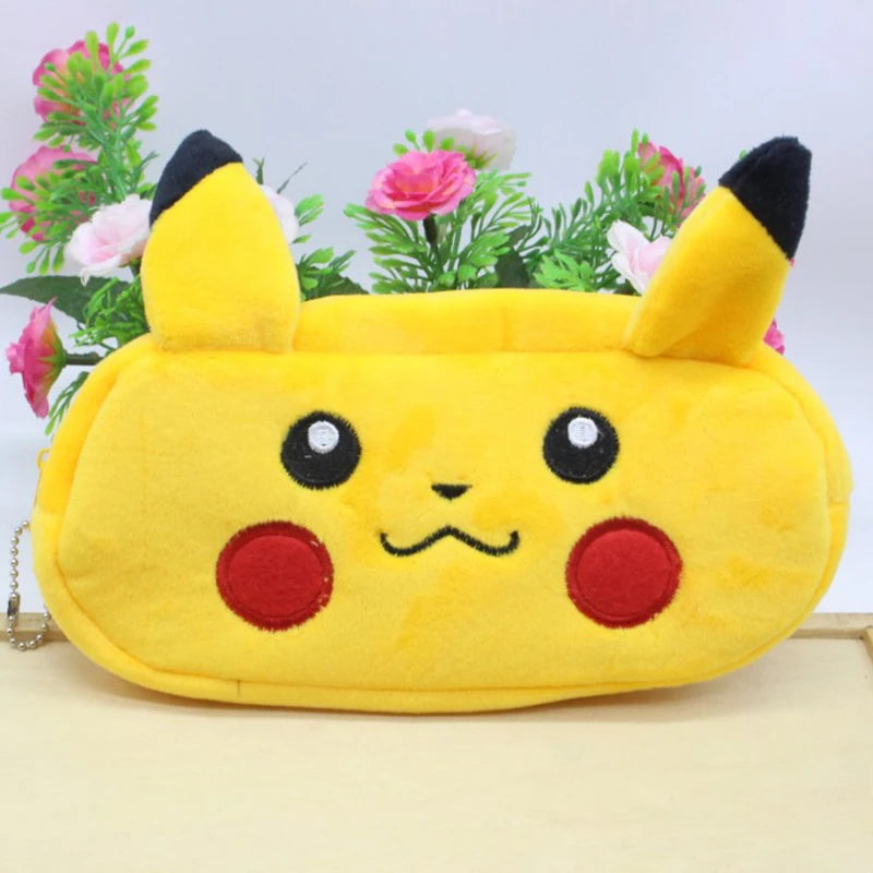 New Pokemon Anime Pikachu Pencil Case Cute Plush Pencil Boxes for Girls Makeup Bag Student School Stationery Supplies Kids Toys