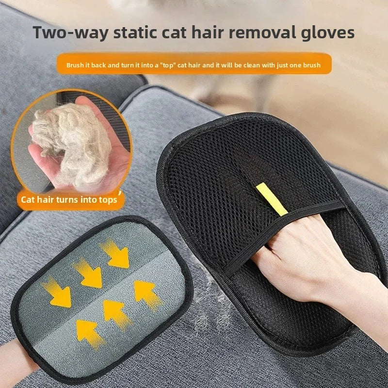 Pet Hair Remover Brushing Gloves – Remove Fur from Clothing, Furniture, Car Seats, Bedding & Upholstery Lint Hair Grooming Tool