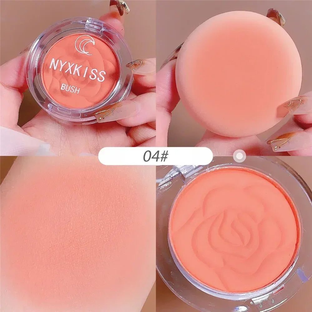 Single Color Matte Embossed Petal Blush Palette Peach Cream Pink Orange Cheek Contour Makeup Rouge for Women Beauty Cosmetics