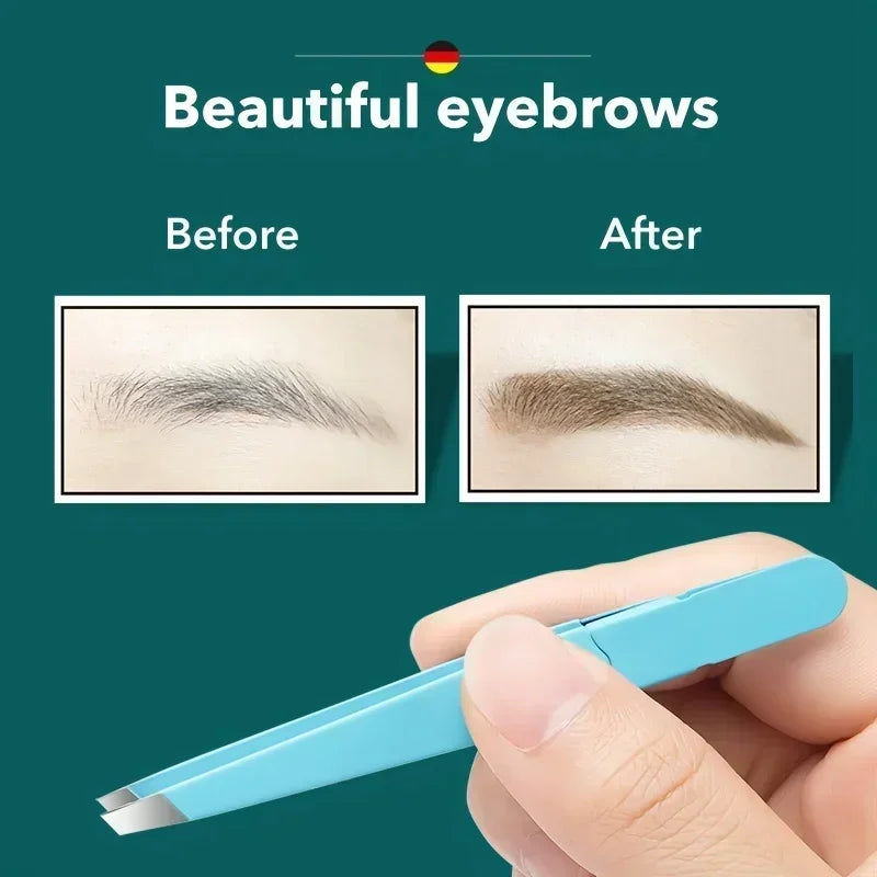 Colorful Slanted Eyebrow Tweezers Premium Stainless Steel for Fine Hair Pulling, Professional Beauty & Makeup Removal Tools