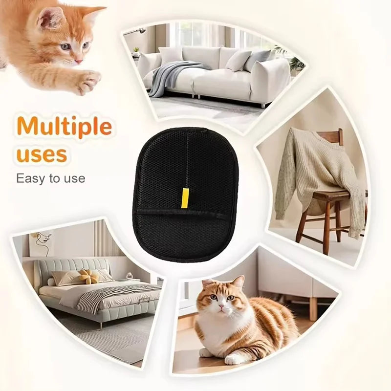 Pet Hair Remover Glove Double Sided Brush For Dogs Cats Reusable Static Electricity Pet Fur Removal Glove Pet Hair Cleaning Tool