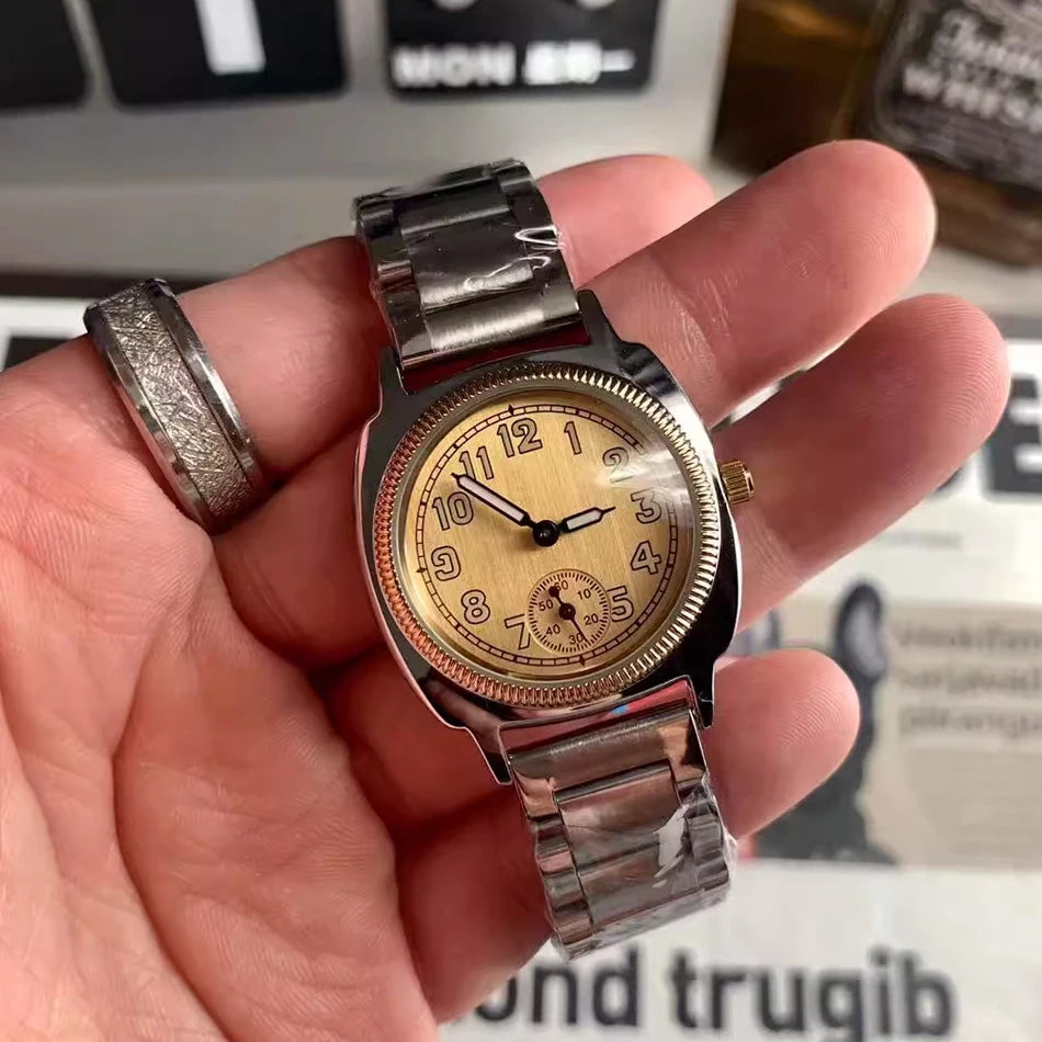 Simple Watch Stainless Steel Strap Handmade Distressed Vintage Style Waterproof Quartz Square Men's and Women's Watches