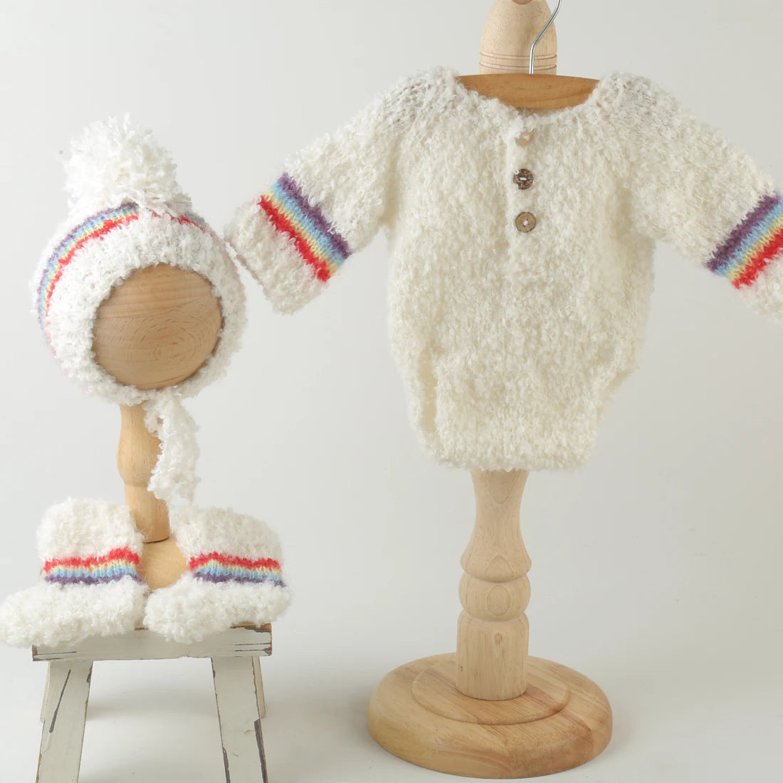Newborn knitted Horse Jumpsuits Outfit Newborn Photography Props Crochet Baby Horse Romper And Toy Set