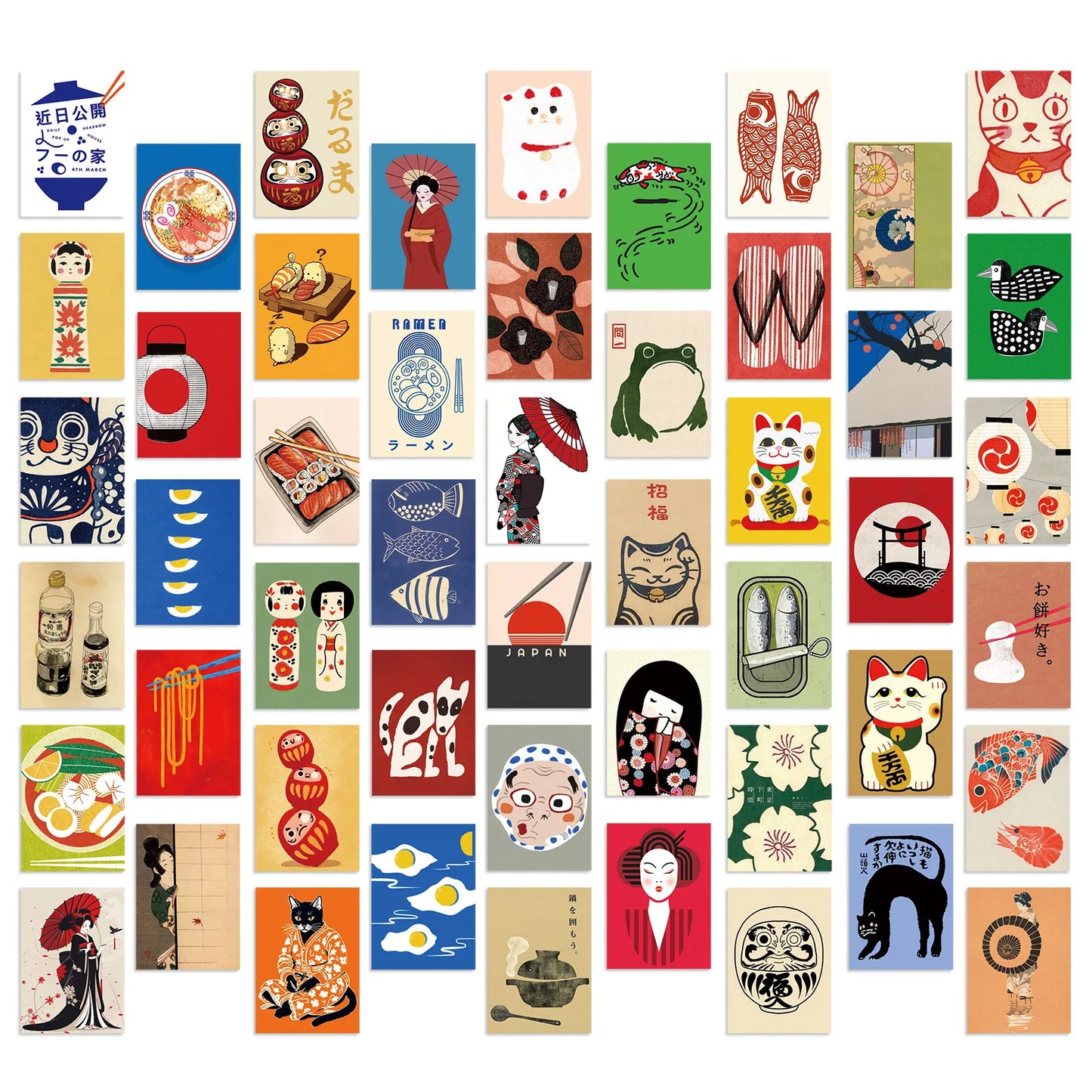 50Pcs Cartoon Japanese Style Poster Stickers DIY Diary Phone Case Handmade Scrapbook Aesthetic Stickers