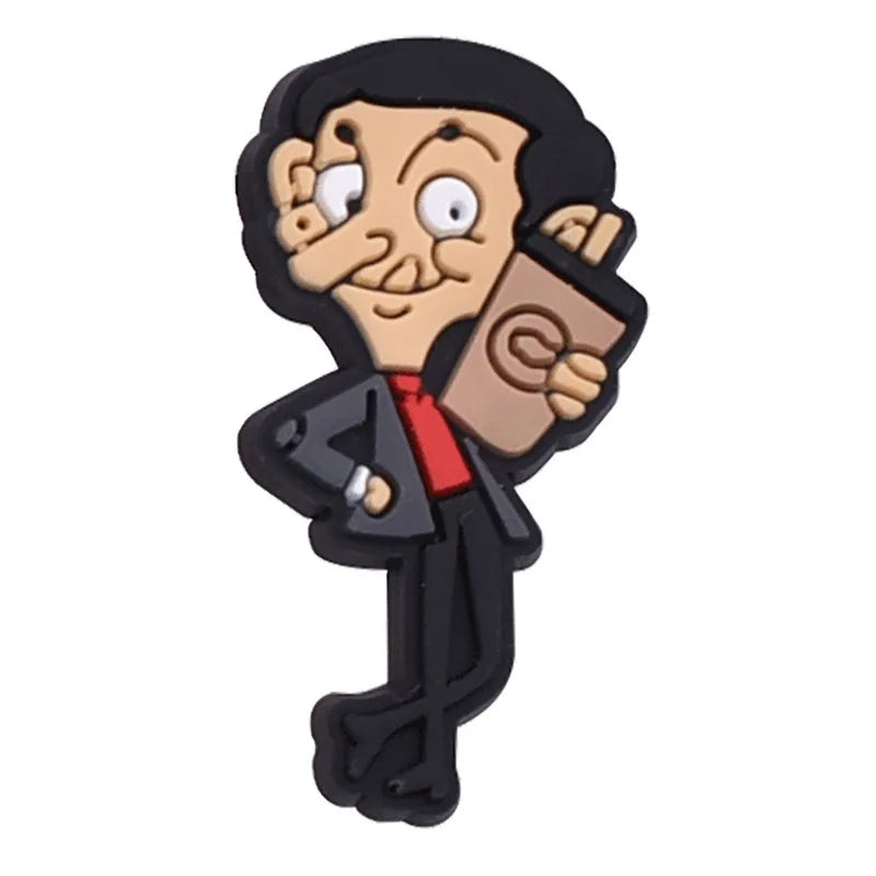1-100Pcs Mr. Bean Shoes Charms Cartoon Funny Man Clogs Sandals Garden Shoes Accessories Decorate Buckle Kids Gifts Wholesale
