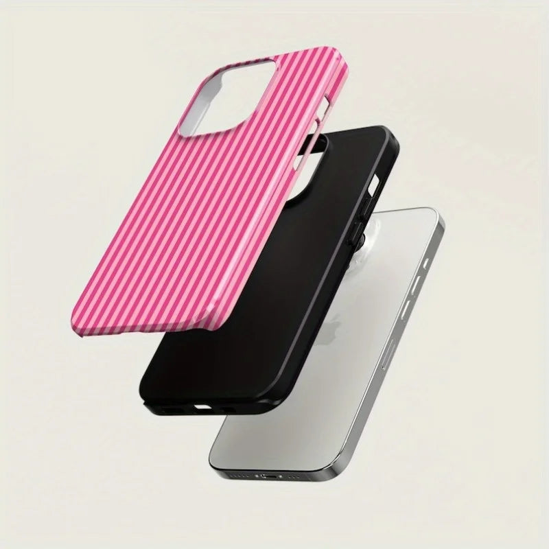 Striped Pink on Pink Tough Phone Case IPhone 16 15 14 13 12 11 Pro Max Casings Cover Cheap Cell Phones Cell Phone Accessories