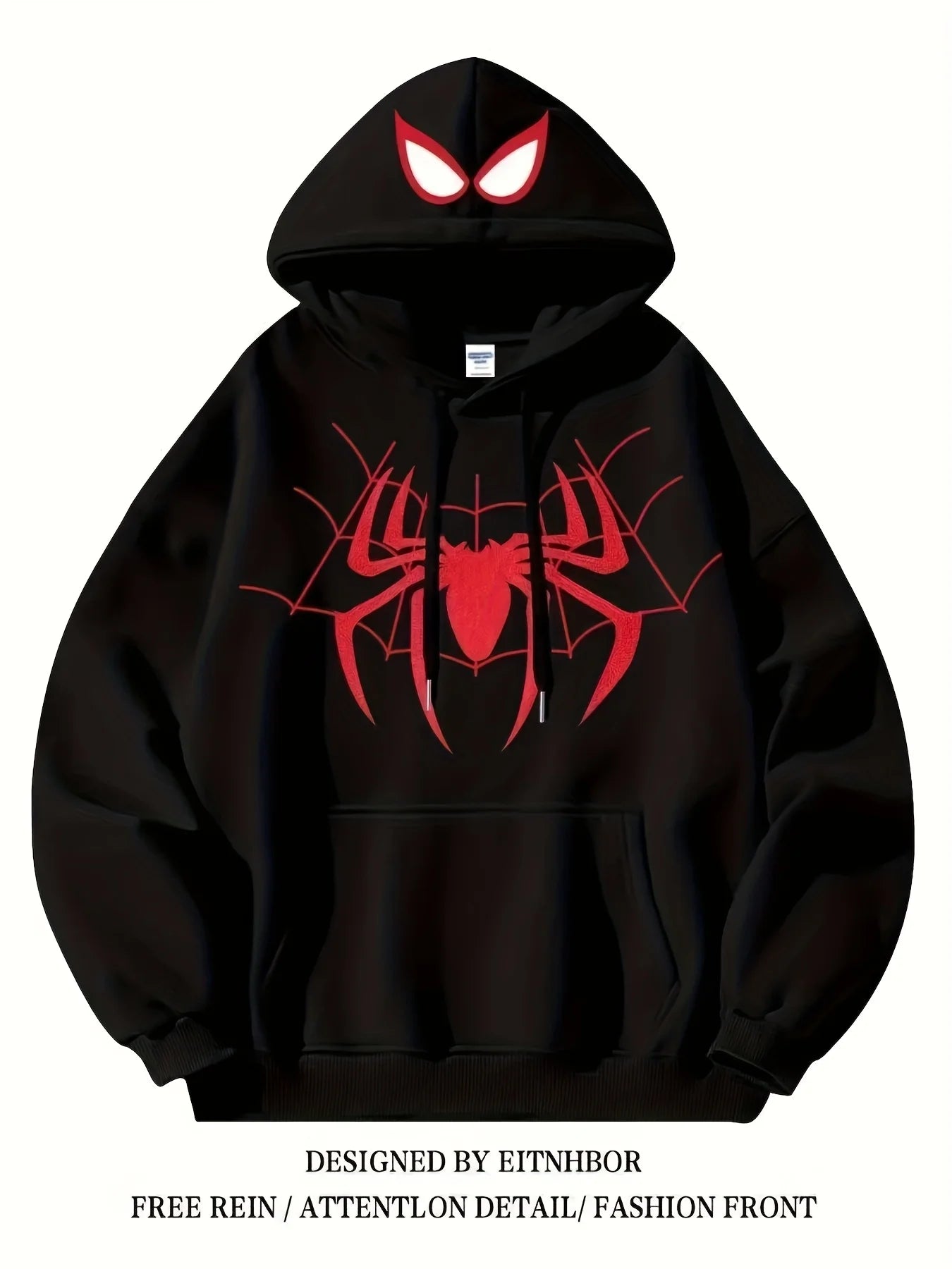 Spider Tide Cool Personality Print Men Women Hooded Sweatshirt Autumn Winter Daily Outdoor Holiday Casual Loose Warm Sportswear
