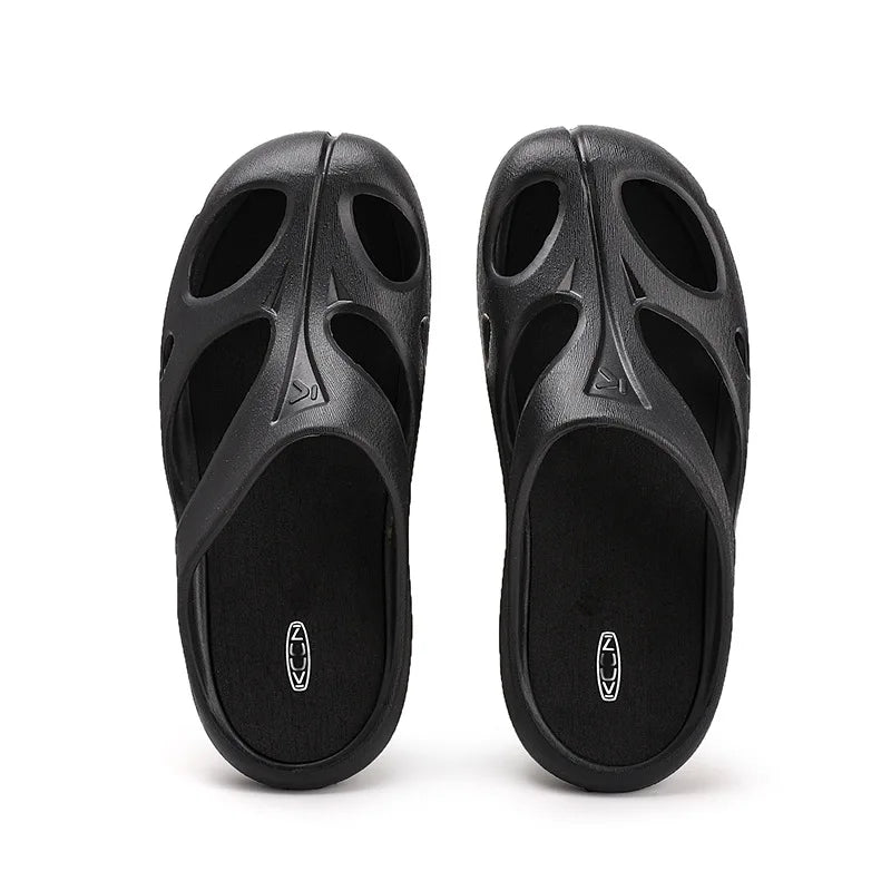 Wangkeen Shanti Outdoor Casual Beach Sandals Breathable Comfortable Men's Women's Trekking Shoes PVC Upper Flat Heel Printed...