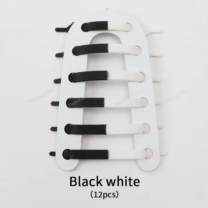 12Pcs Silicone Shoelaces for Shoes Elastic Laces Sneakers No Tie Shoe laces Kids Adult Rubber Shoelace One Size Fits All Shoes