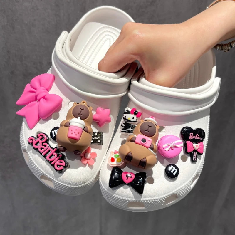 Yummy Food Theme Capybara Shoes Charms Set For Accessories Plastics Decorations Summer Sandals Detachable For Party Gifts