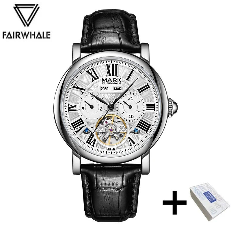 MARK FAIRWHALE Automatic Watches 6017 Trend Tourbillon Week Display Date Multi Functional Waterproof Mechanical Watches for Man