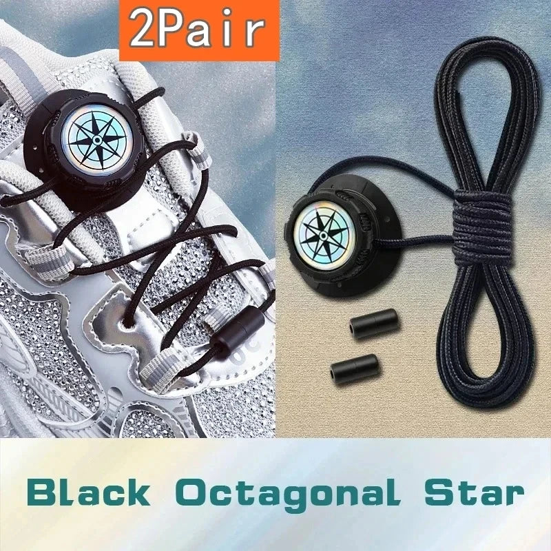 Install Simple Swivel Buckle Laces Automatic Shoelaces Without Ties Unisex Thick Rope Tennis Sneakers Shoelace Shoe Accessories