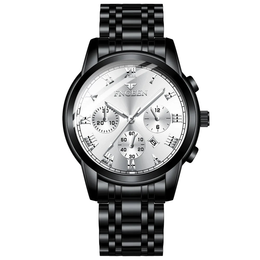 FNGEEN Hot Men Watches Top Brand Luxury Waterproof Date Clock Male Steel Strap Fashion Quartz Watch Sports Wrist Watch Men 4006
