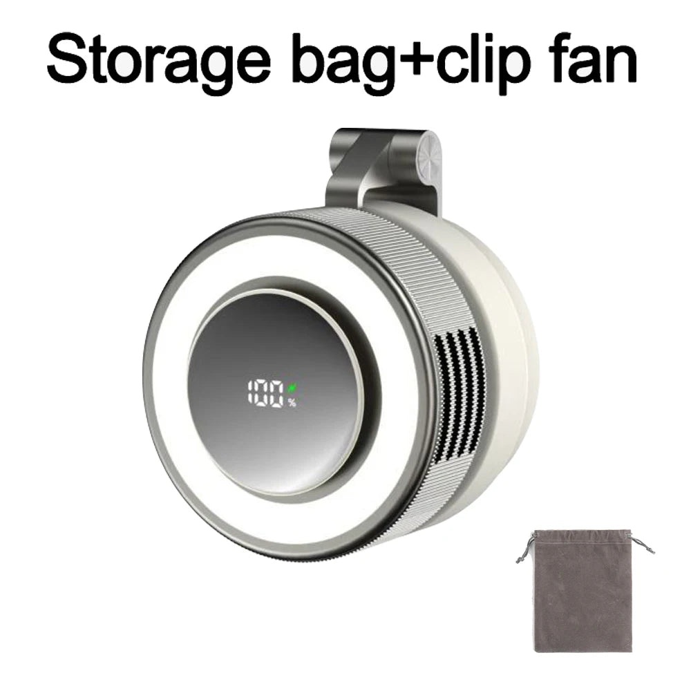 Portable Fan Mini Fan For Home Outdoor USB Rechargeable Magnetic Lamp Fan Rotating Collar Clamped Bladeless Bracket Fan