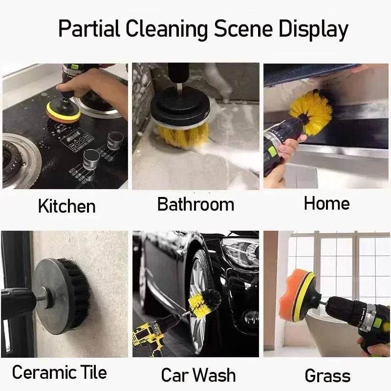 Electric Scrubber Brush Drill Brush Kit Power Drills Scrubber Brush For Carpet Glass Car Tires Nylon Brushes 2/3.5/4/5''