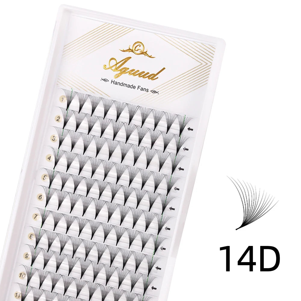 AGUUD Sharp Narrow Stem Premade Fans Eyelash Thin Pointy Base Russian Volume Fans Lash Premade Volume Fans Lashes Makeup Cilios