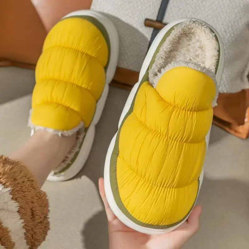 Hot New Fashion Big Size 48 49 Winter Waterproof Men Warm Slippers Women Couples Plush Slides Home Non-Slip Shoes Outdoor Flats