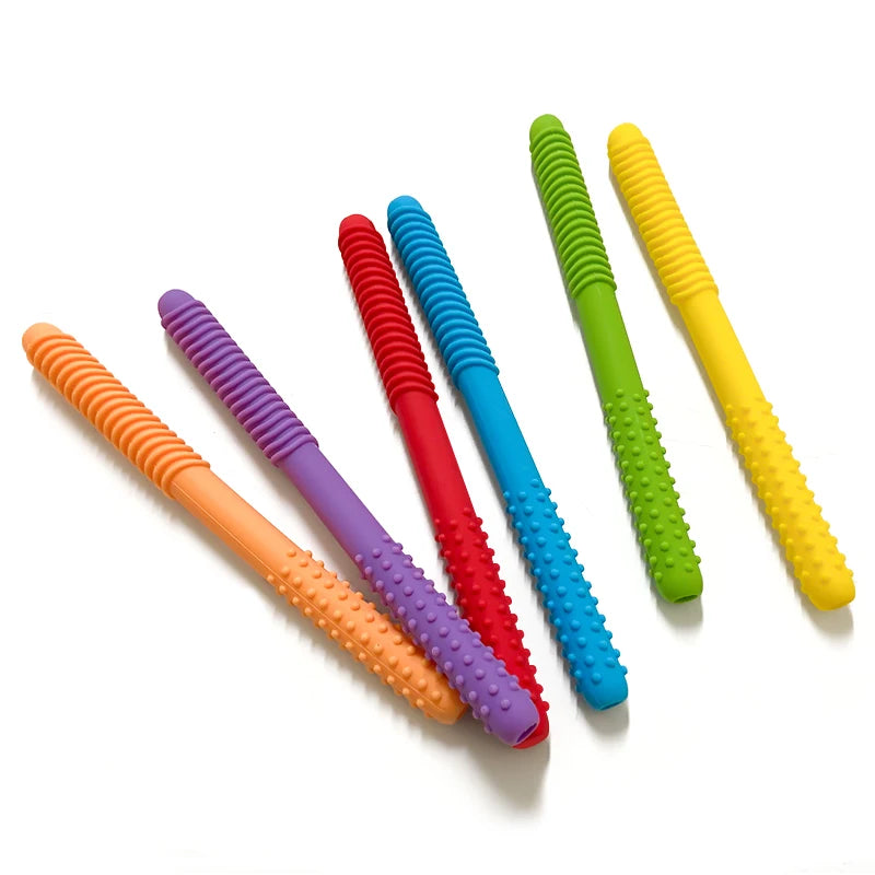 1pcs Straw Teether Children's Toy Soft Silicone Hollow Molar Stick Non-toxic Durable