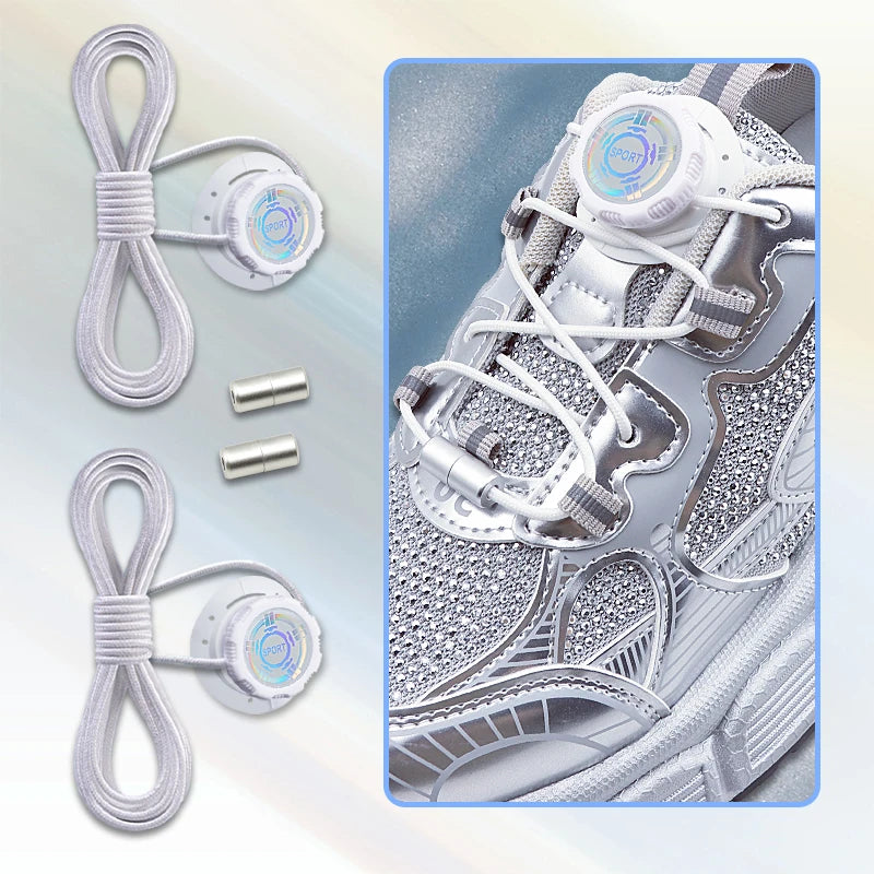 Install Simple Swivel Buckle Laces Automatic Shoelaces Without Ties Unisex Thick Rope Tennis Sneakers Shoelace Shoe Accessories