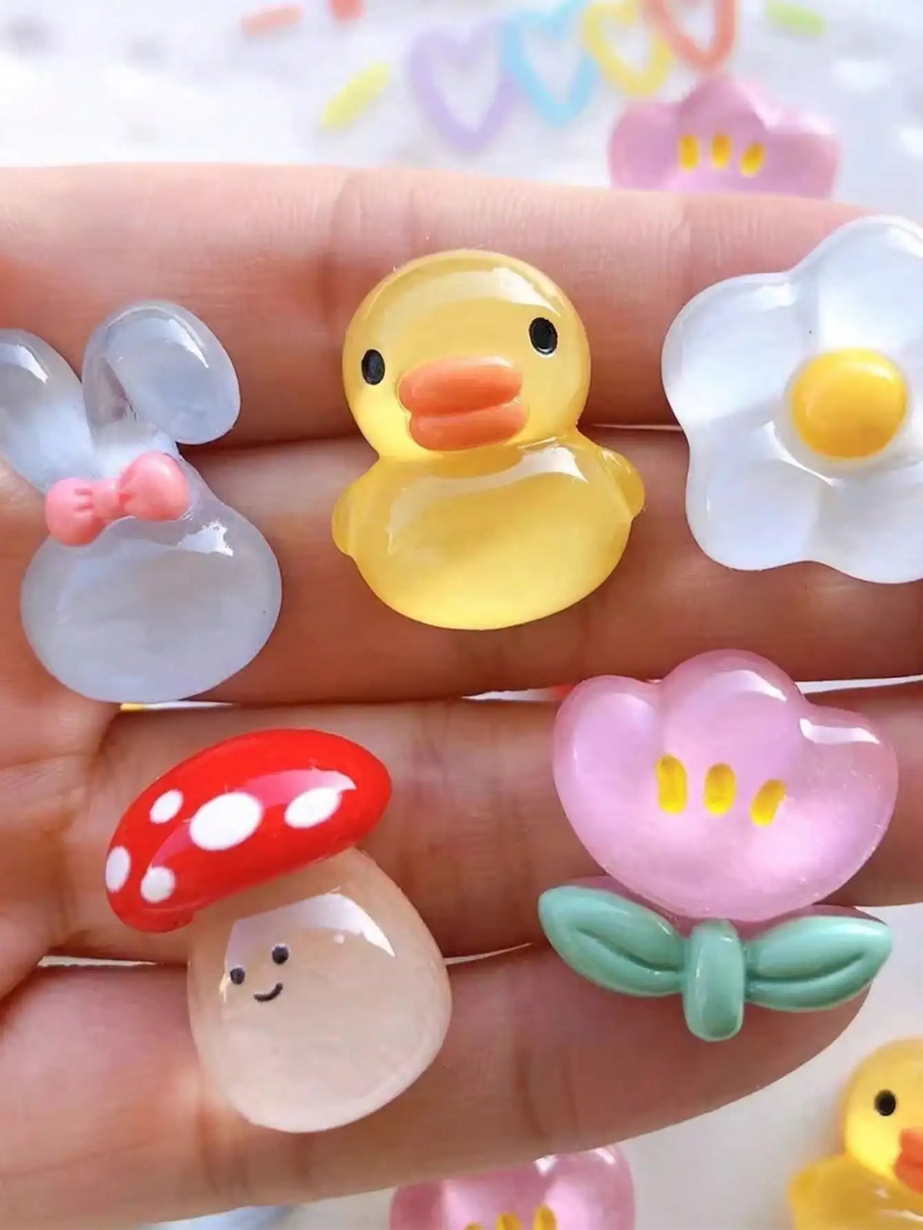 10Pcs Transparent Duck, Rabbit, Mushroom, Flower Shoe Charms Decorations, Suitable for Clogs, Beach Sandals