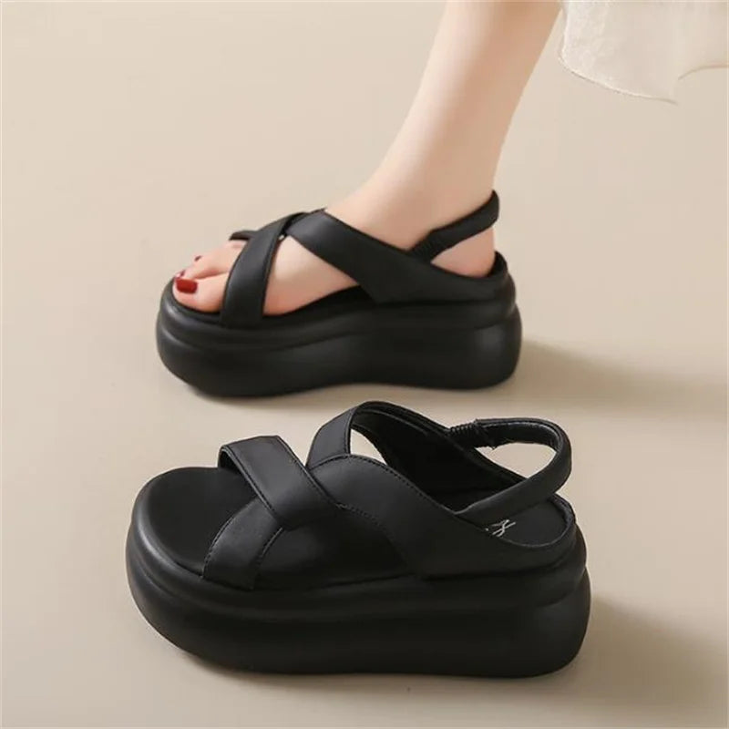 Size 33-40 Shoes for Women Summer Fashion Women Retro Beach Sandals Round Toe Comfortable Casual Shoes Platform Sandals