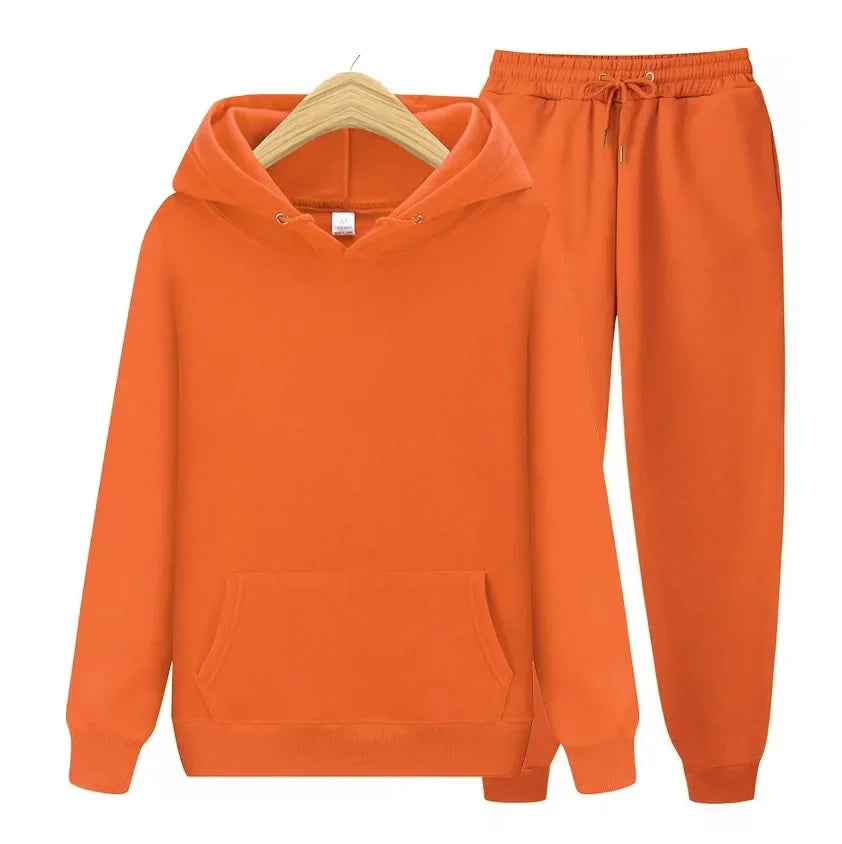 2026 men's autumn and winter casual two-piece hooded sweatshirt and pocket pants regular fit outdoor sports set