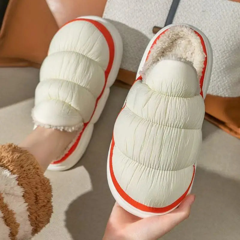 Hot New Fashion Big Size 48 49 Winter Waterproof Men Warm Slippers Women Couples Plush Slides Home Non-Slip Shoes Outdoor Flats