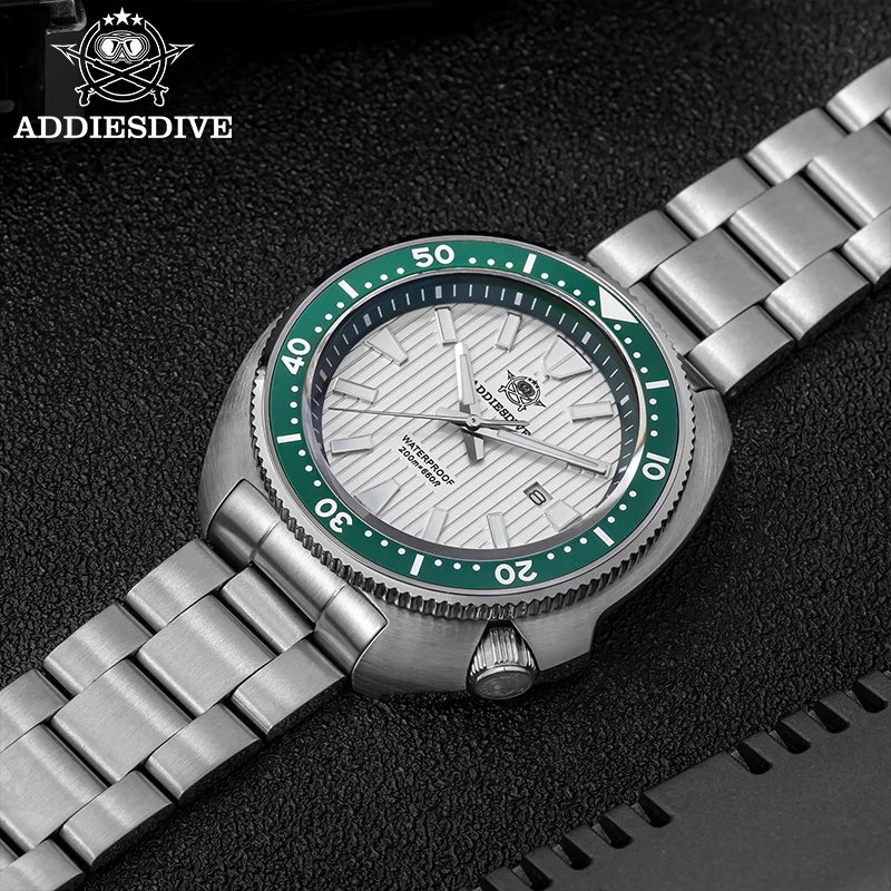 ADDIESDIVE Japan 2115 Sapphire Crystal Men's Watch Waterproof Stainless Steel Quartz Watches Ceramic Bezel Super Luminous Clock