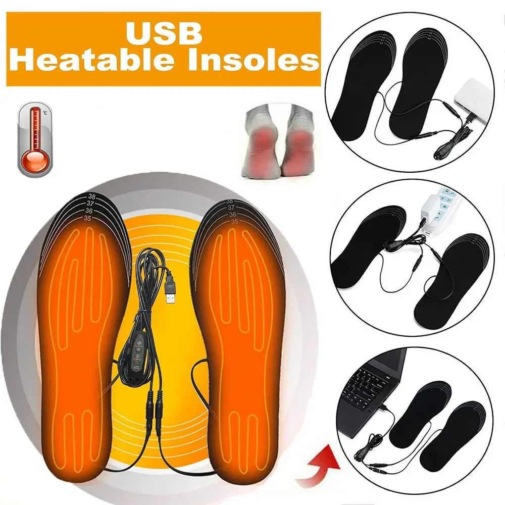 Washable Heated Shoe Insole Winter Warm Cuttable Foot Warmer with Adjustable Temperature USB Electric Heated Shoe Pads Unisex