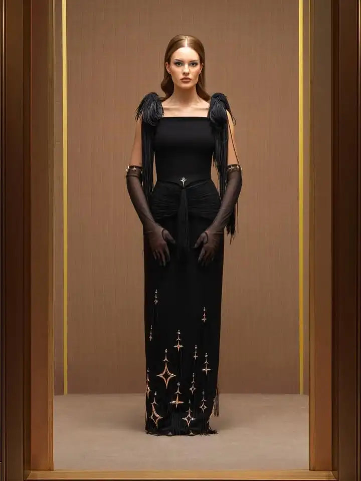Women's Jersey A-line Flooer Length Party Dresses Customized Black Spaghetti Strap Evening Dress Back Zipper Prom Gowns New