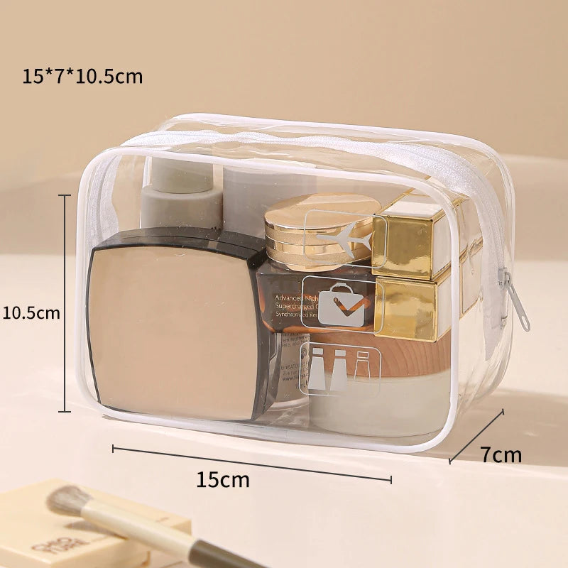 Clear Toiletry Bag Durable PVC Travel Makeup Cosmetic Organizer With Zipper Closure Travel Accessorie