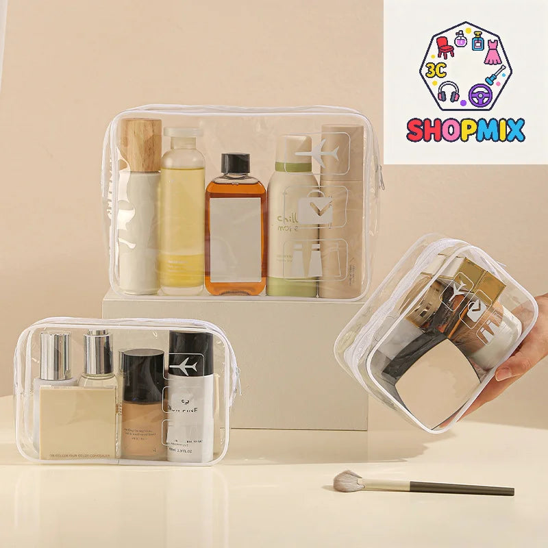 Clear Toiletry Bag Durable PVC Travel Makeup Cosmetic Organizer With Zipper Closure Travel Accessorie