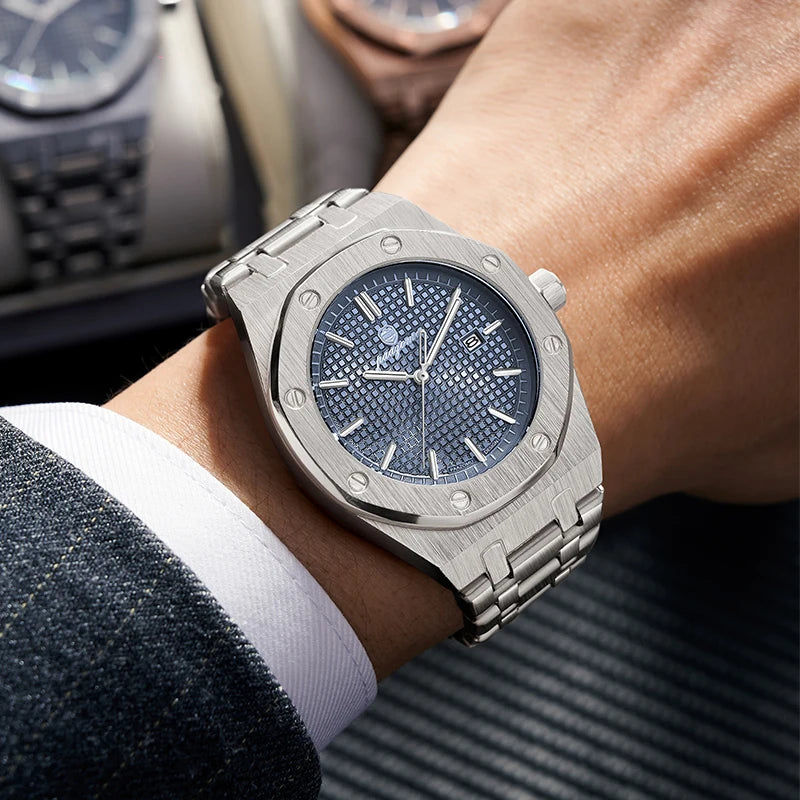 PAAZOMU Luxury Quartz Man Wristwatch Waterproof Luminous Date Men Watches Stainless Steel Men's Watch Male Reloj+Gift Box