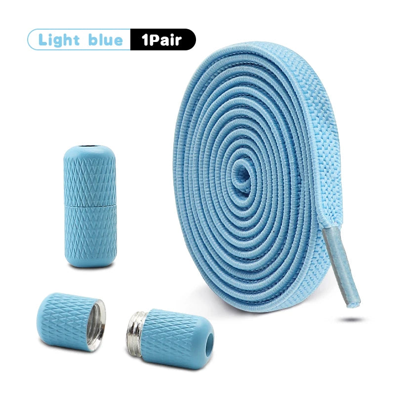 Metal Capsule Buckle Shoelaces without ties Sneaker Flats Elastic Laces Kids Adult Quick Lace On/Off Shoelace 1Pair/2Pair