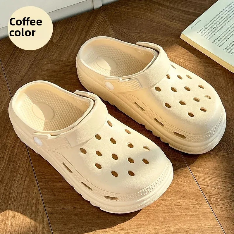 Women's Thick Bottom EVA Clog Shoes Summer Outdoor Beach Indoor Home Slippers Couples Matching Sandals Comfortable Footwear