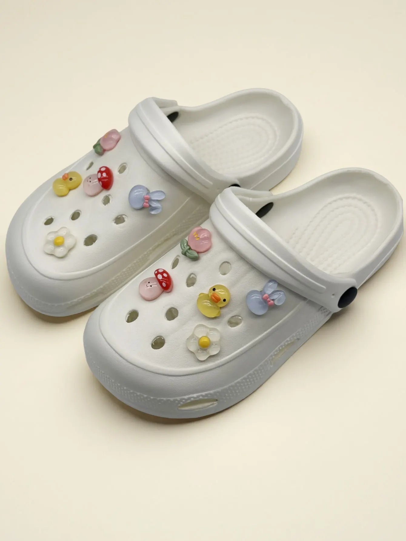 10Pcs Transparent Duck, Rabbit, Mushroom, Flower Shoe Charms Decorations, Suitable for Clogs, Beach Sandals