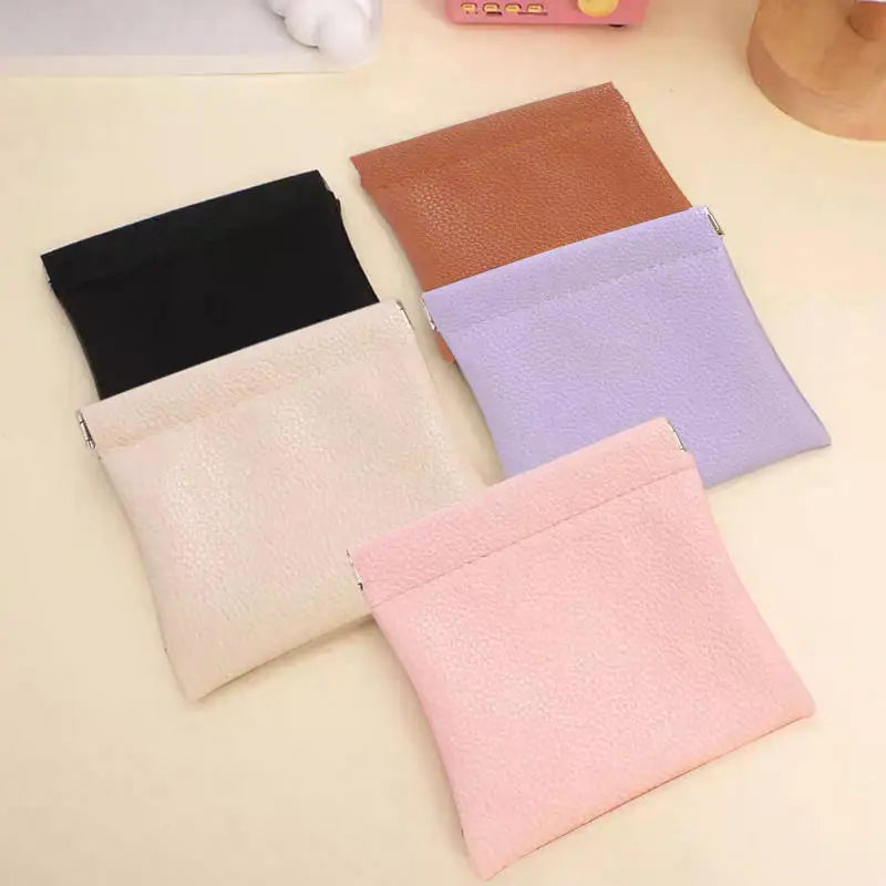 Fashion Automatic Closing PU Shrapnel Storage Bag Earphone Data Cable Lipstick Jewelry Portable Mini Waterproof Storage Bag
