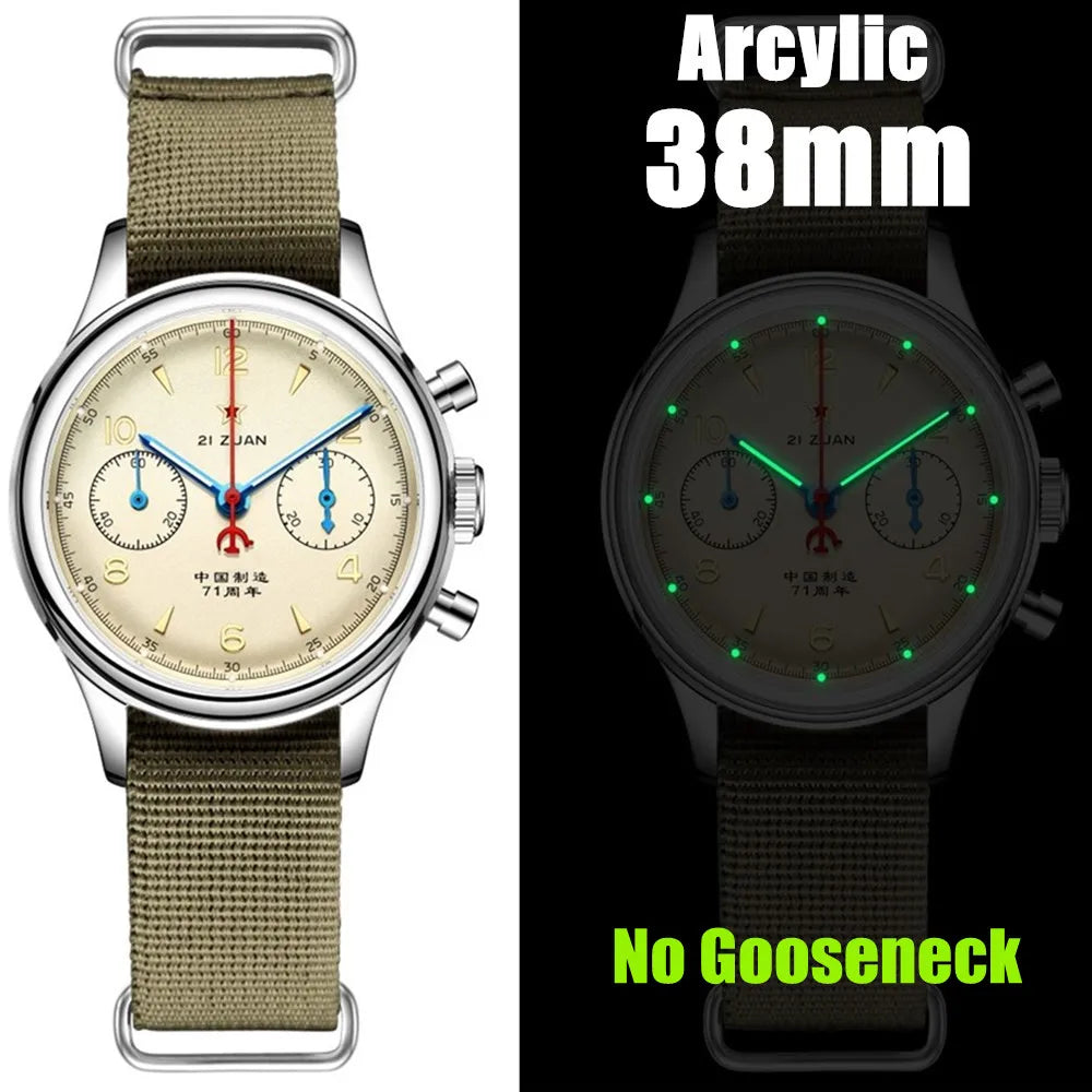 Seakoss Men 1963 Chronograph 38mm 40mm Acrylic Sapphire Glass Luminous Seagull ST1901 Movement Pilot Aviation Mechanical Watches
