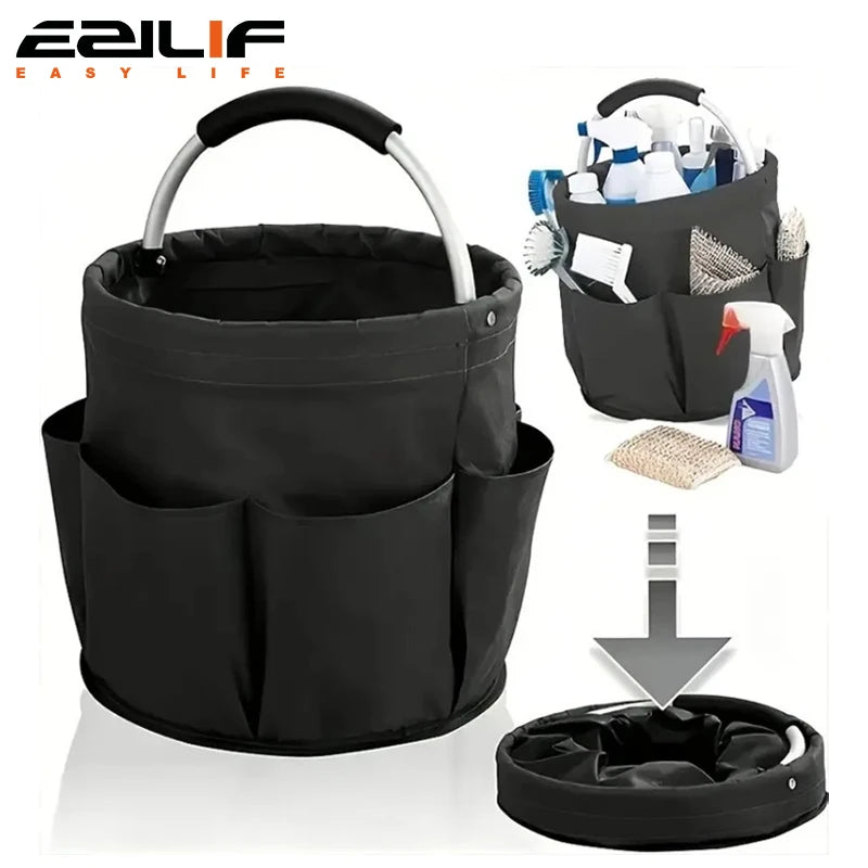 17L Large Storage Organiser Bag Folding Basket Picnic Tote Outdoor Cleaning Caddy with Handle Tool Bag Cleaning Supplies