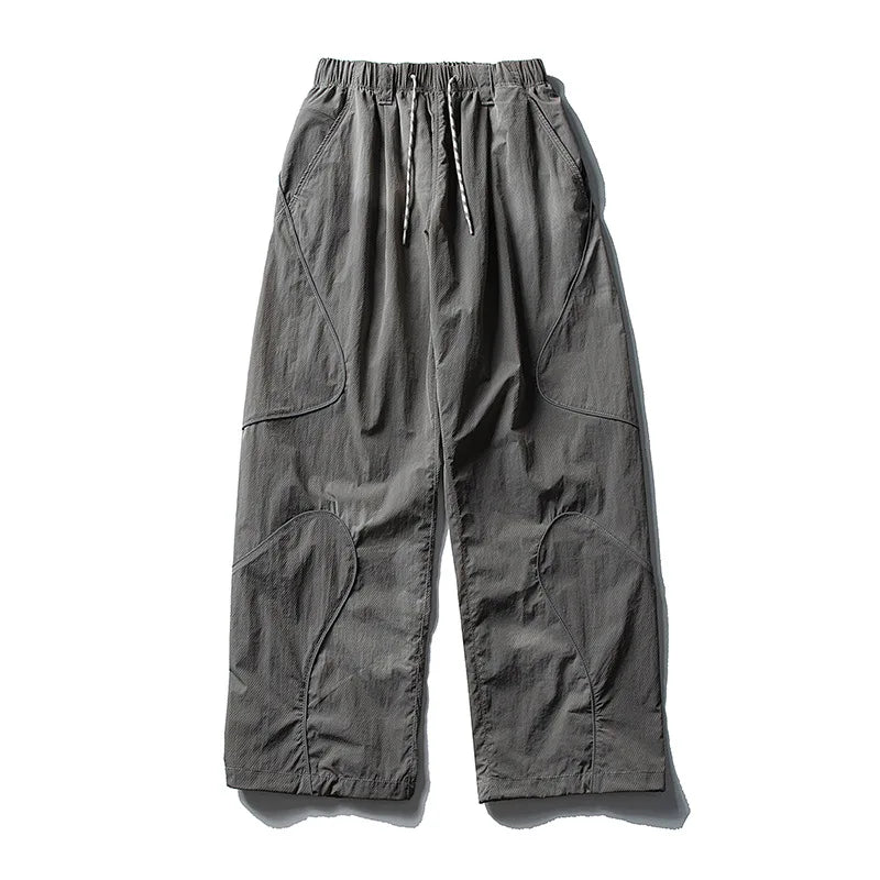 Men Outdoor Lightweight Functional Reflective Stripe Quick Dry Ultra Loose Casual Cargo Pants Women Oversize Baggy Pant Trouser