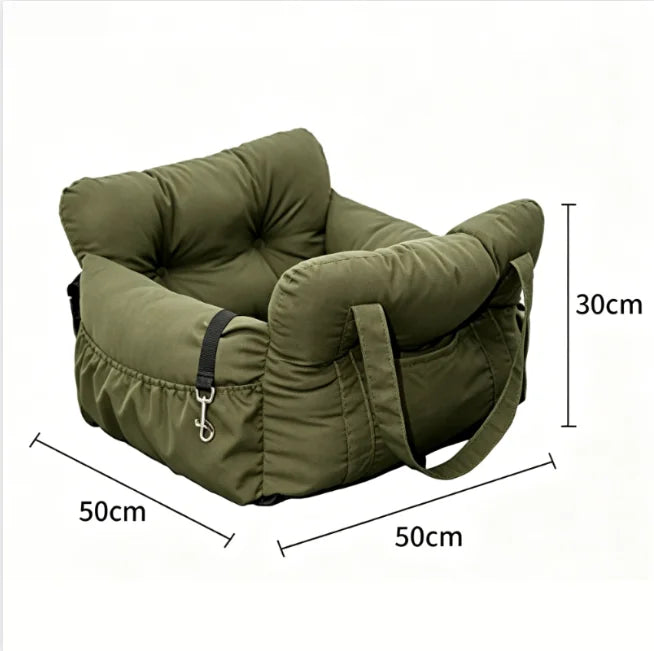 Dog Car Seat for Small Dogs Cats Washable Non-Slip Pet Booster Bed with Safety Belt Car Travel Accessories