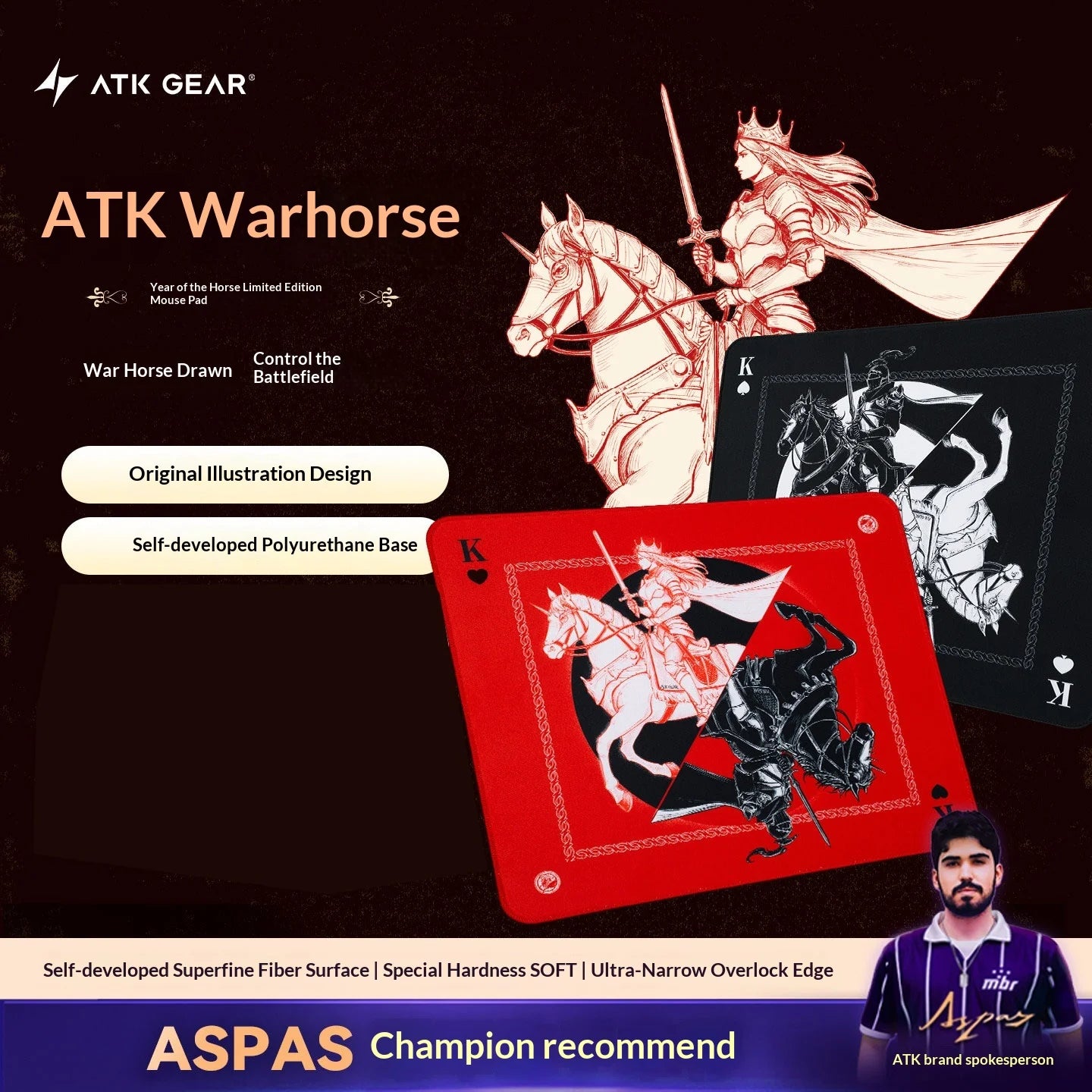ATK War Horse Mousepad SOFT FPS Mousepads Illustration Neutral Balance Mouse Pad PC Gamer Custom Office Gift FOR Valorant CSGO